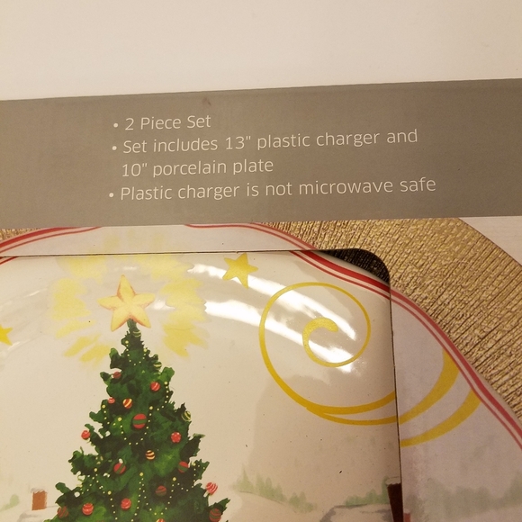 NIB Sealed Crofton 2 Piece Holiday Charger Plate Set Christmas - Picture 3 of 9